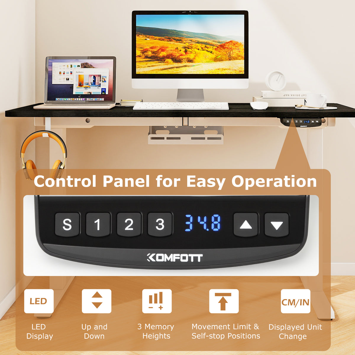 Electric Standing Desk Height Adjustable with 3 Memory Heights Black-S-Standing Desks-DECOROLALA