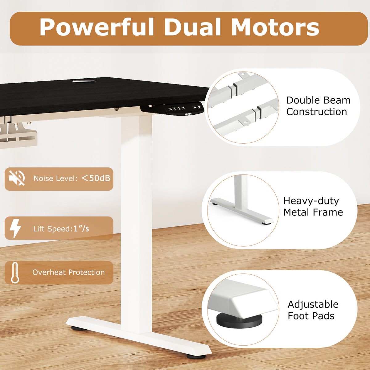 Electric Standing Desk Height Adjustable with 3 Memory Heights Black-S-Standing Desks-DECOROLALA