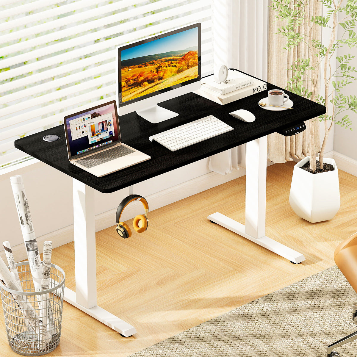 Electric Standing Desk Height Adjustable with 3 Memory Heights Black-S-Standing Desks-DECOROLALA