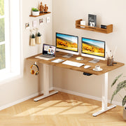 Electric Standing Desk Height Adjustable with 3 Memory Heights Walnut-L-Standing Desks-DECOROLALA