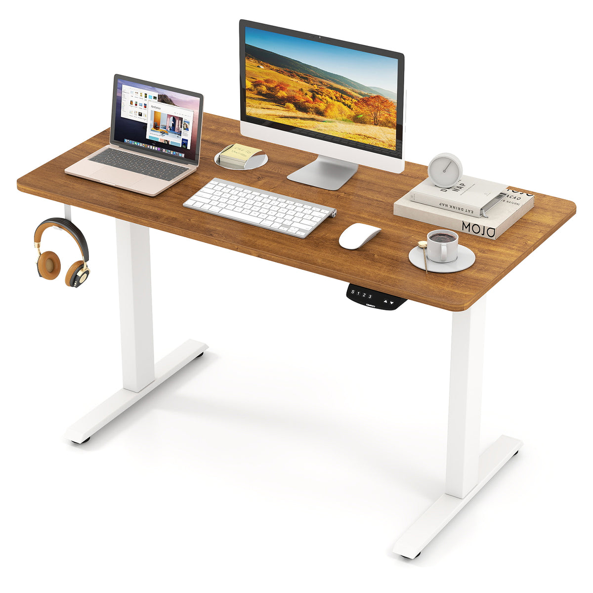 Electric Standing Desk Height Adjustable with 3 Memory Heights Walnut-S-Standing Desks-DECOROLALA