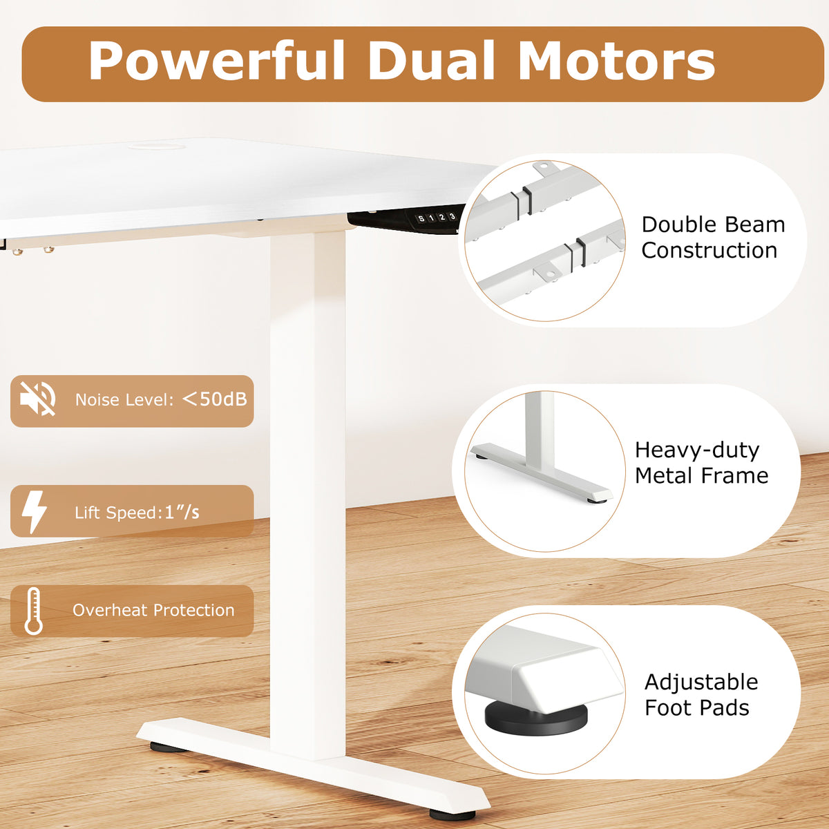 Electric Standing Desk Height Adjustable with 3 Memory Heights White-L-Standing Desks-DECOROLALA