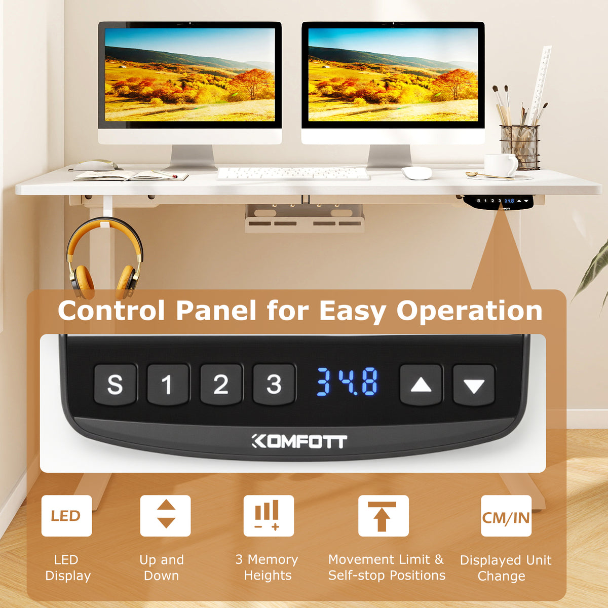 Electric Standing Desk Height Adjustable with 3 Memory Heights White-M-Standing Desks-DECOROLALA