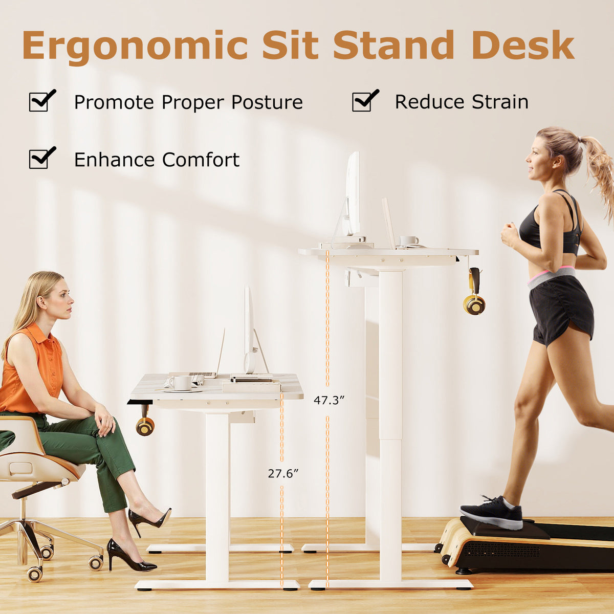 Electric Standing Desk Height Adjustable with 3 Memory Heights White-S-Standing Desks-DECOROLALA