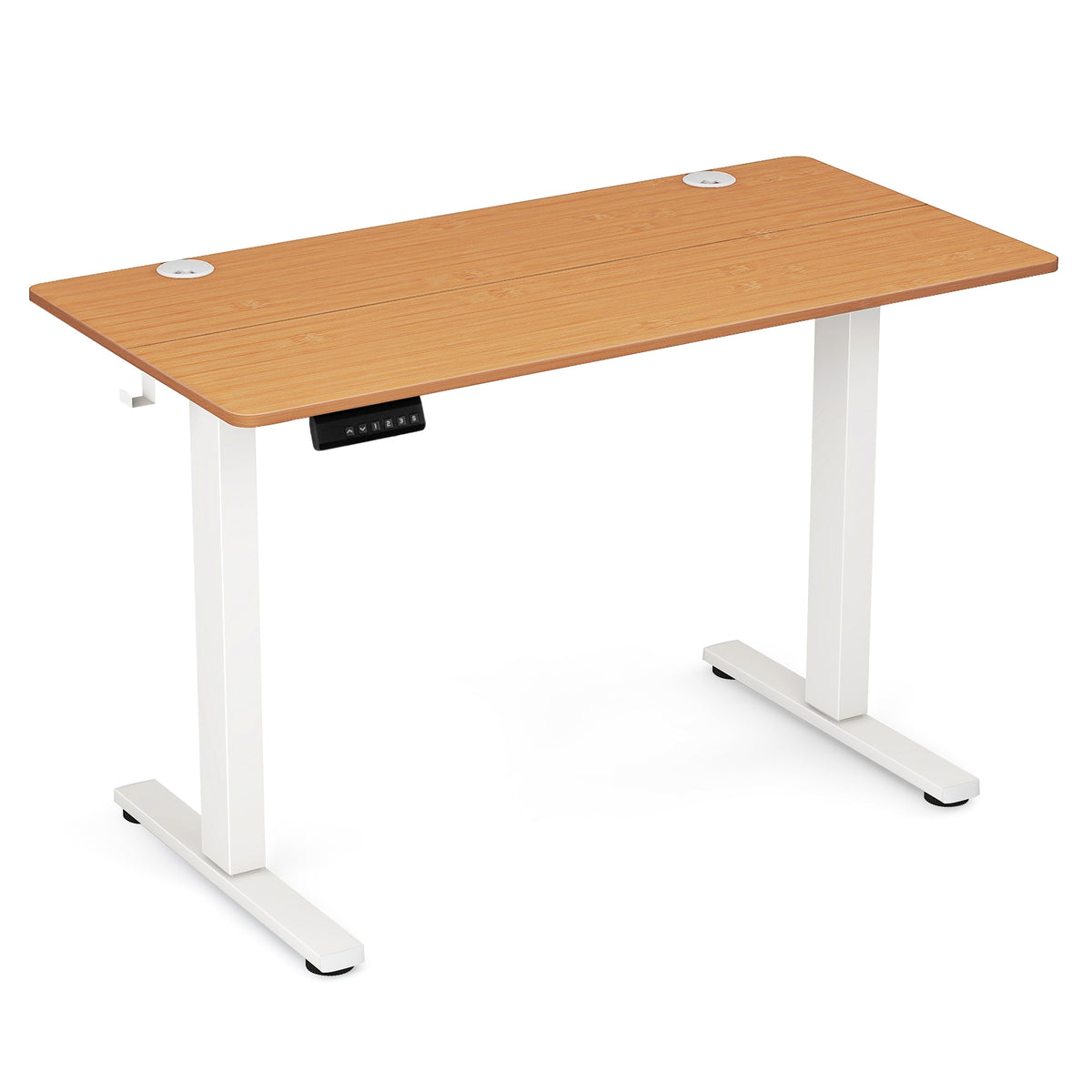 Electric Standing Desk with 3 Memory Height Settings and 2 Hanging Hooks & Cable Management-Natural-Standing Desks-DECOROLALA