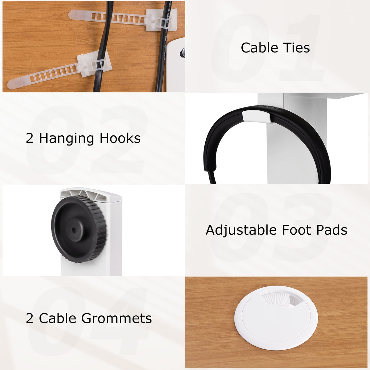 Electric Standing Desk with 3 Memory Height Settings and 2 Hanging Hooks & Cable Management-Natural-Standing Desks-DECOROLALA
