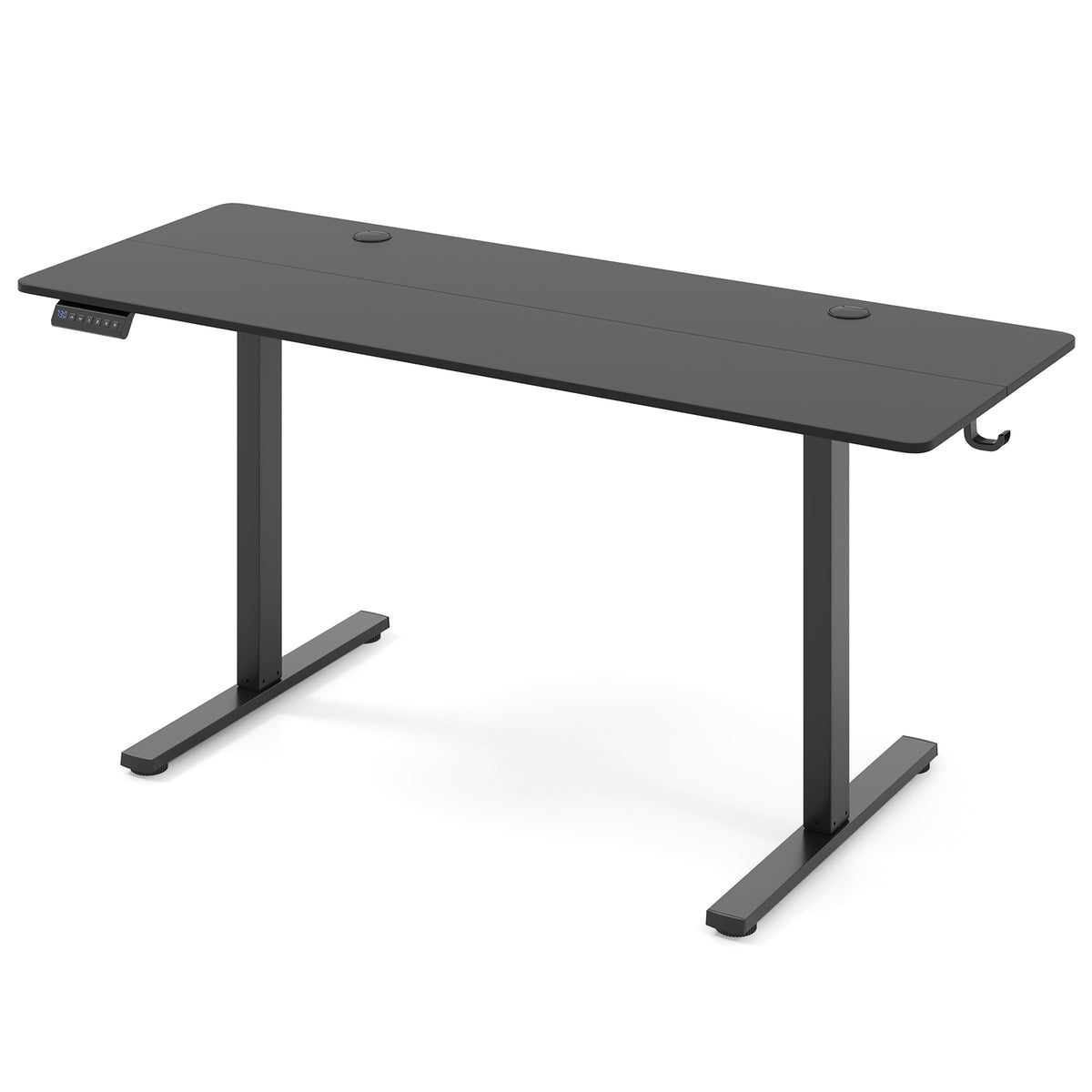 Electric Standing Desk with 3 Memory Heights and 2 Hanging Hooks and Cable Holes-Black-Standing Desks-DECOROLALA