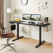 Electric Standing Desk with 3 Memory Heights and 2 Hanging Hooks and Cable Holes-Black-Standing Desks-DECOROLALA