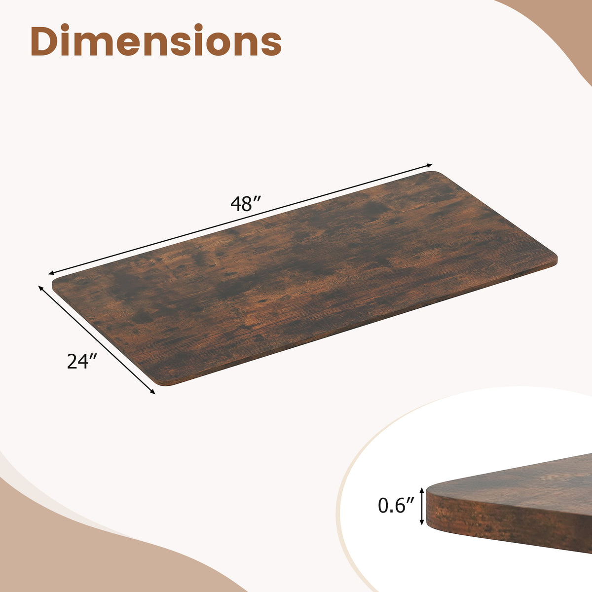 Electric Standing Desk with LED Display and 2 Memory Height Settings-Rustic Brown-Standing Desks-DECOROLALA