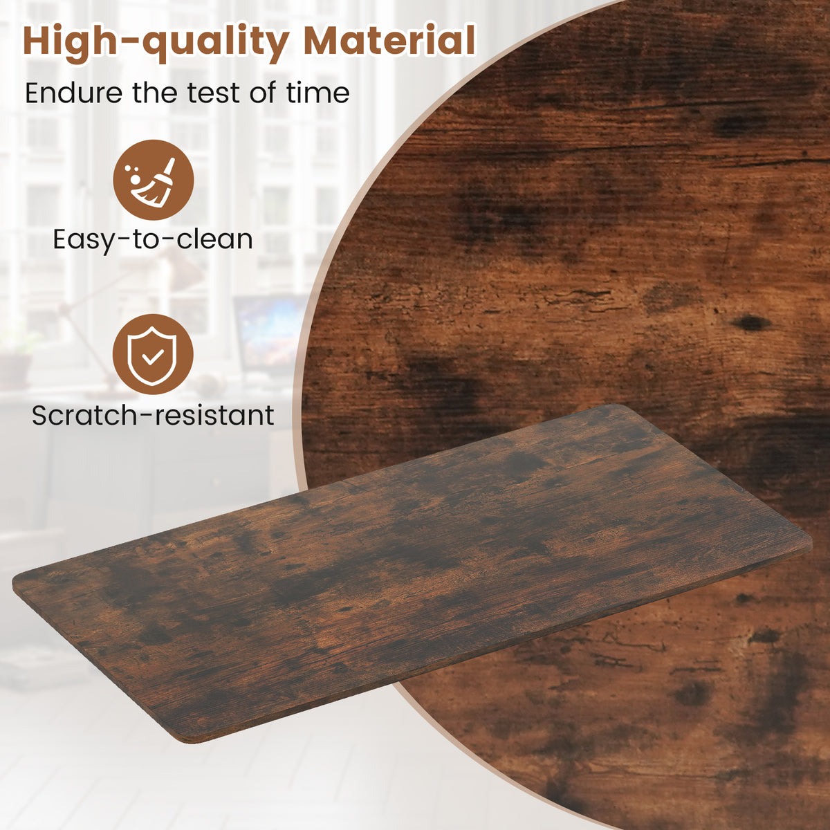 Electric Standing Desk with LED Display and 2 Memory Height Settings-Rustic Brown-Standing Desks-DECOROLALA