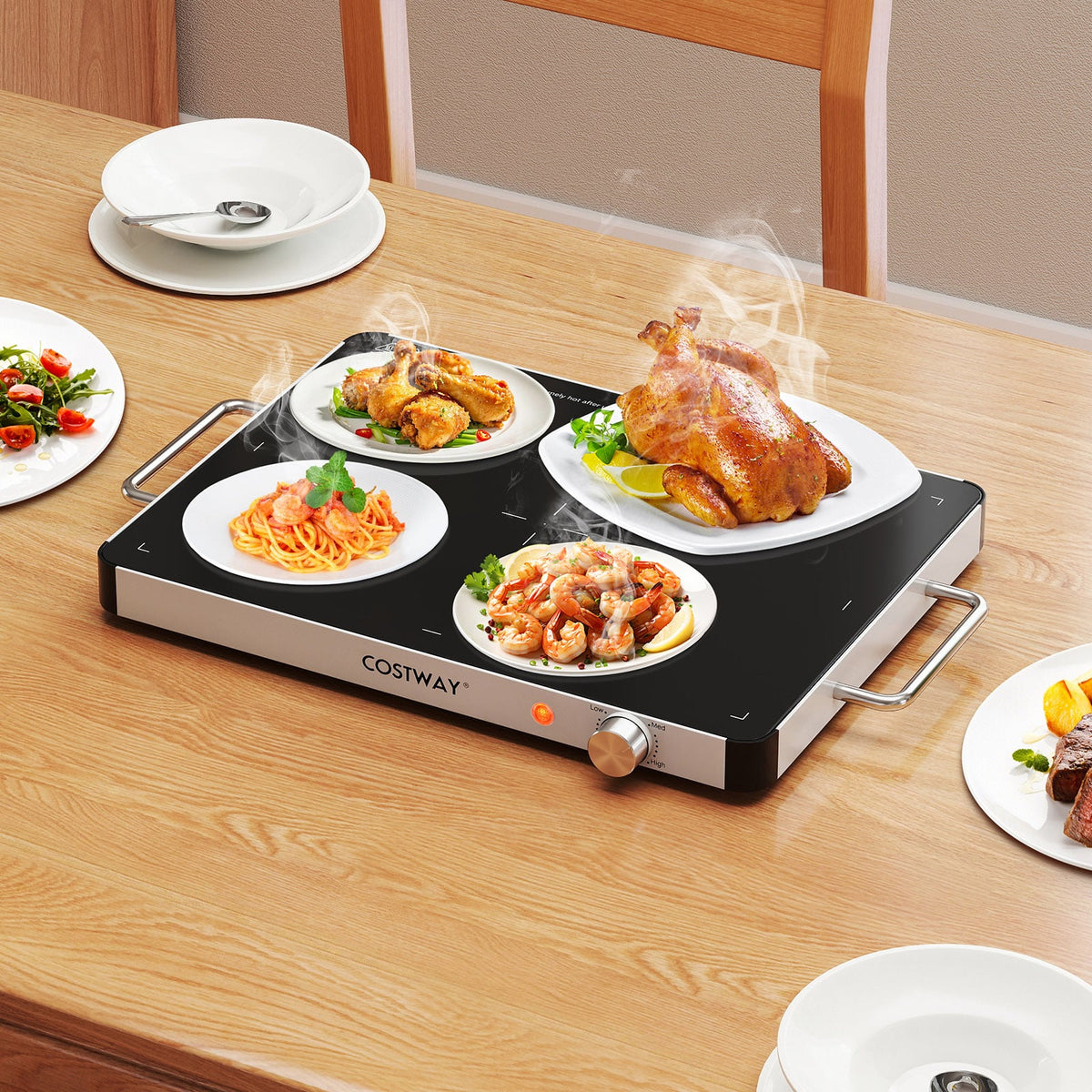 Electric Warming Tray Food Warmer with Adjustable Temperature Control-Kitchen Appliances-DECOROLALA