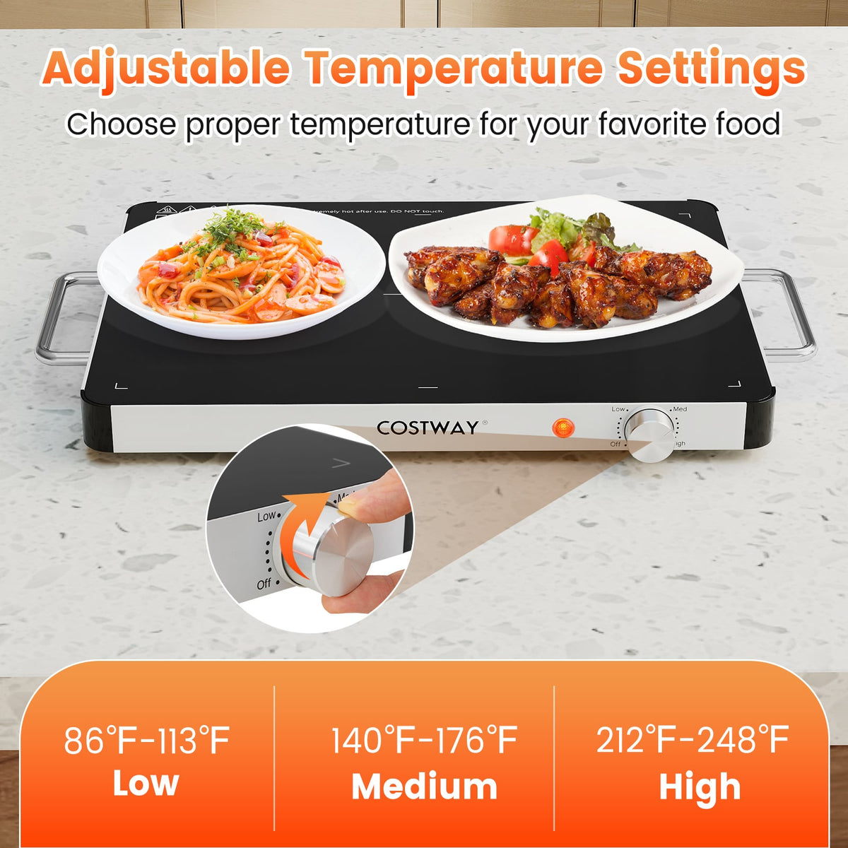 Electric Warming Tray Food Warmer with Adjustable Temperature Control-Kitchen Appliances-DECOROLALA