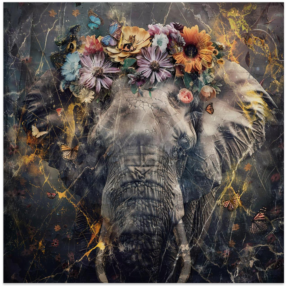 Elephant Animal Vintage Art Illustration Wallart 01-canvas-DECOROLALA