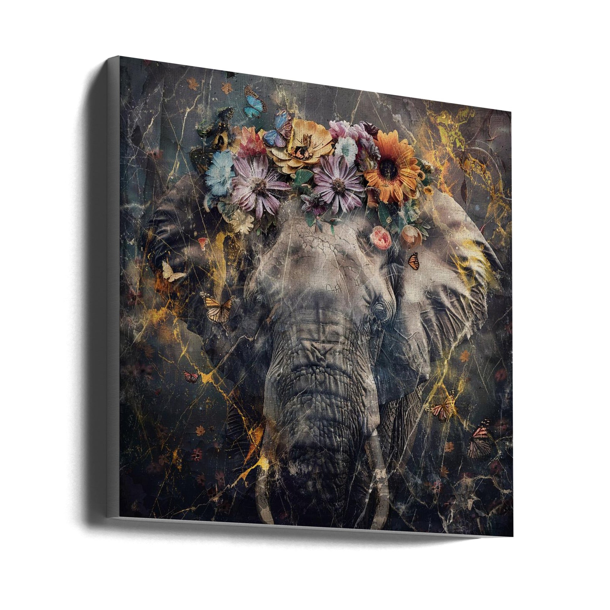 Elephant Animal Vintage Art Illustration Wallart 01-canvas-DECOROLALA