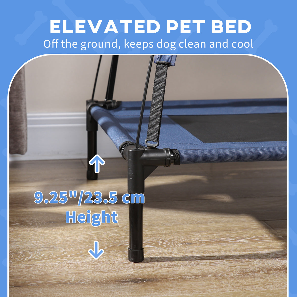 Elevated Cooling Pet Bed with Canopy - XL Raised Dog Cot, Dark Blue-Dogs-DECOROLALA