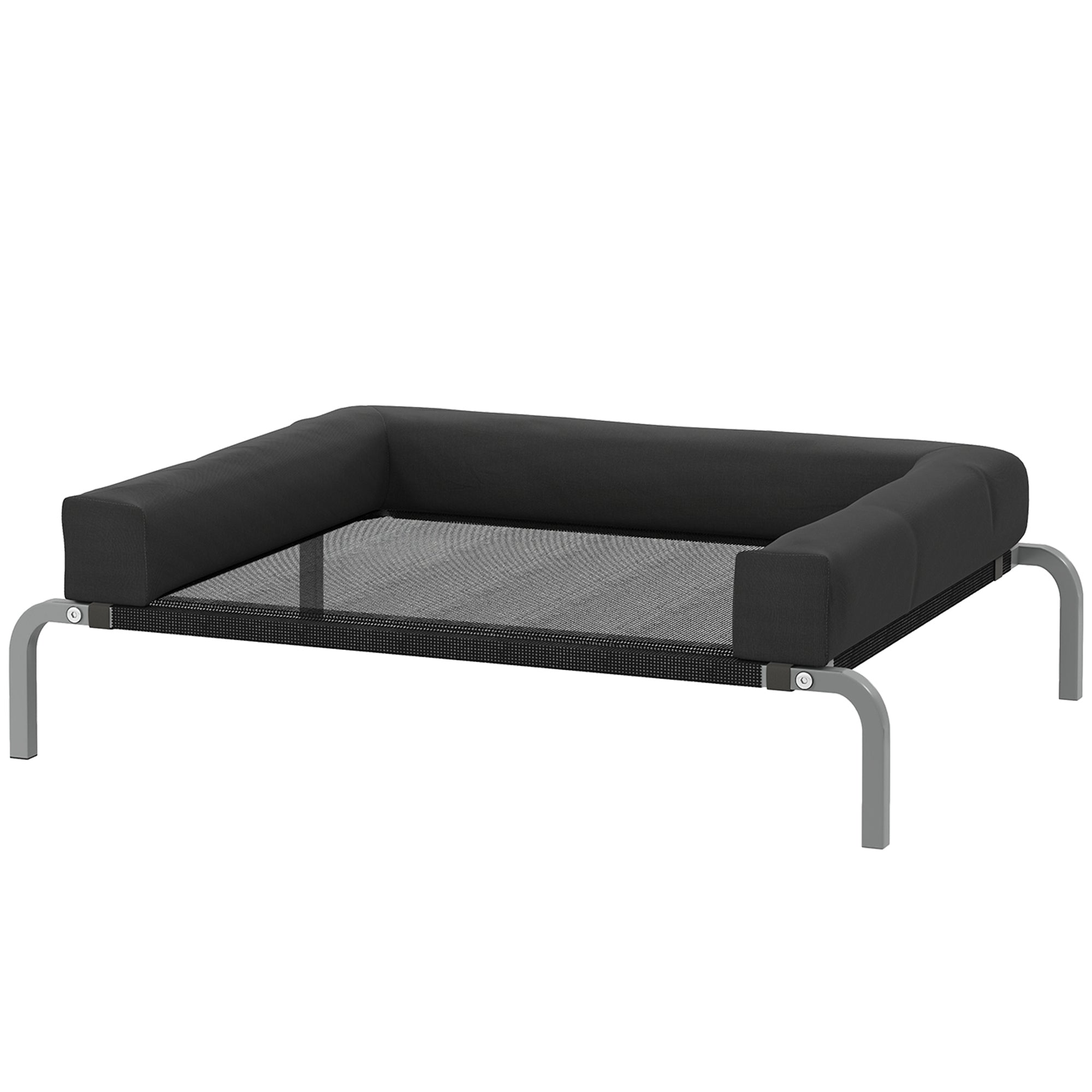 Elevated Dog Bed, Portable Raised Dog Cot with Breathable Mesh, Removable and Water-Resistant Bolsters, Black-Dogs-DECOROLALA