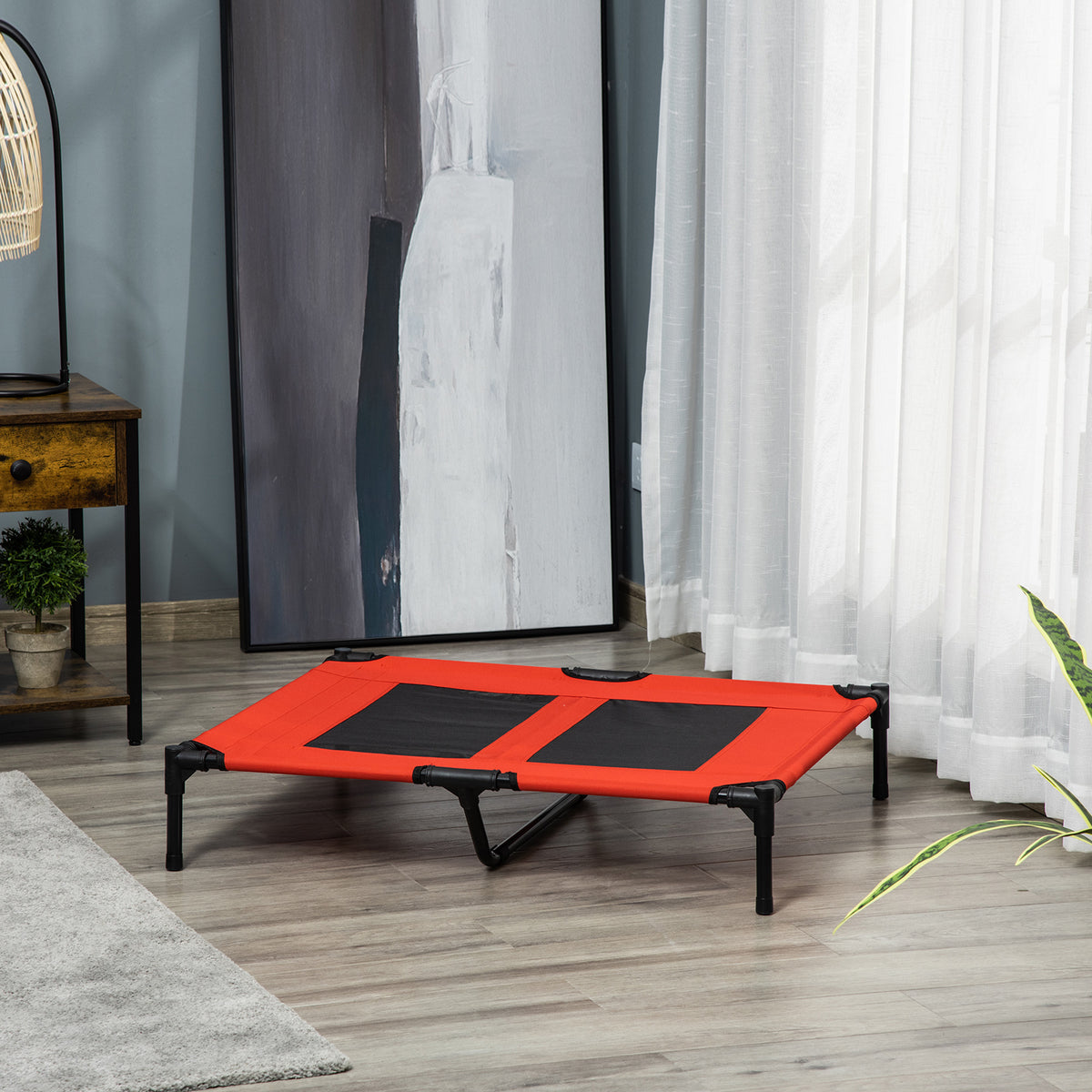 Elevated Dog Bed - Red 36" x 30" x 7" Breathable Raised Pet Cot-Dogs-DECOROLALA