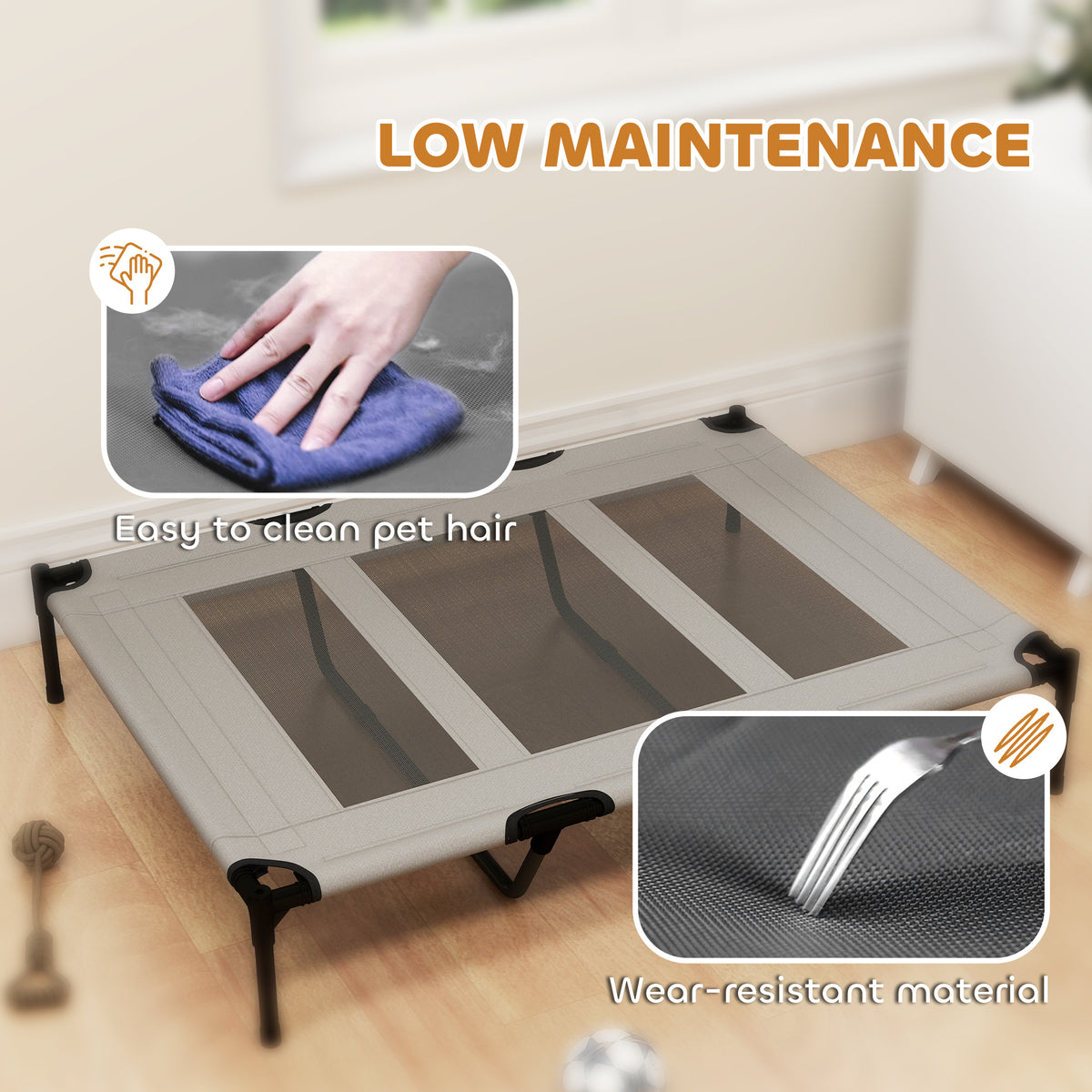 Elevated Dog Bed - XL Raised Pet Cot, 48" x 36" Light Grey-Dogs-DECOROLALA