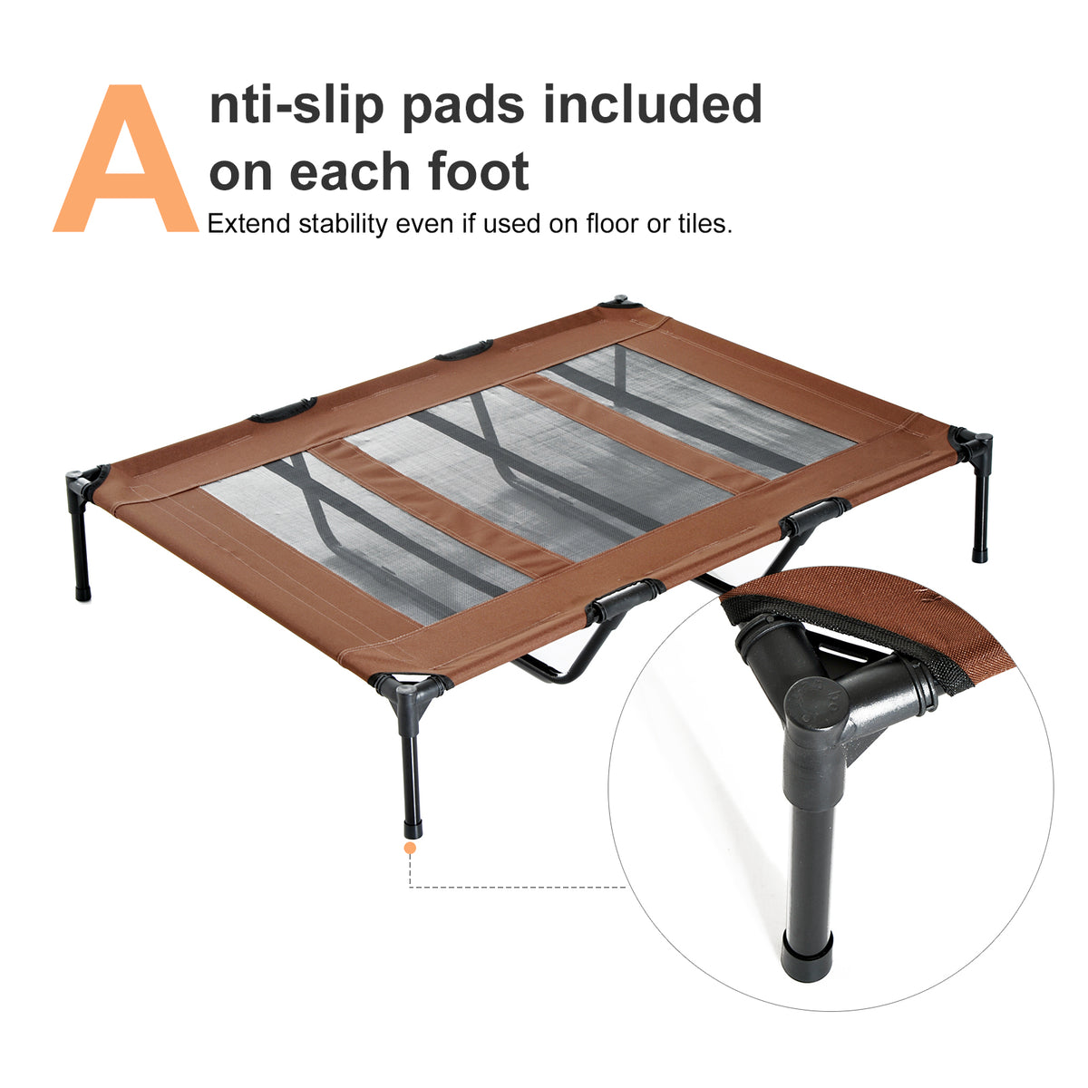 Elevated Dog Bed - XL Raised Pet Cot, 48" x 36" x 9", Coffee-Dogs-DECOROLALA