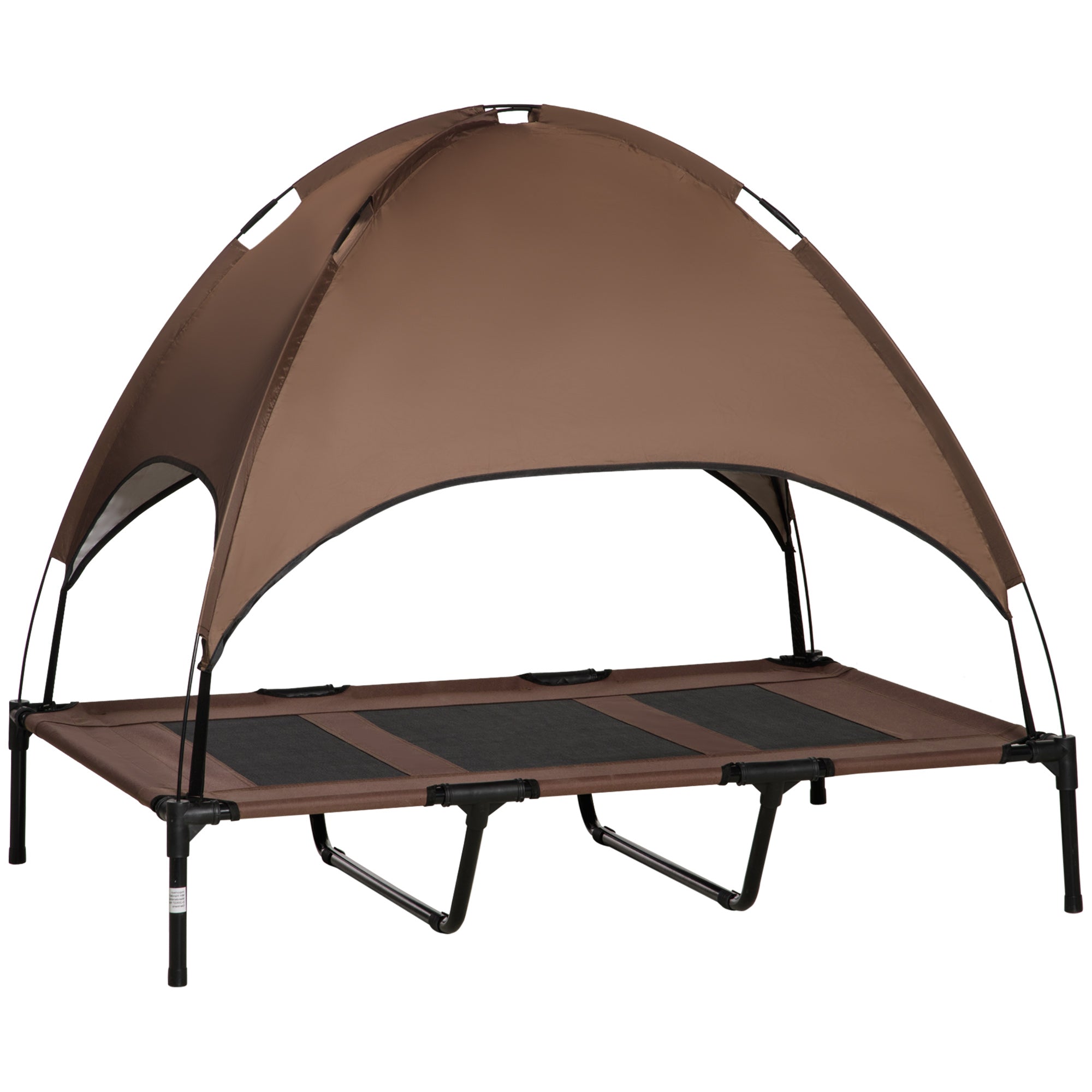 Elevated Dog Bed with Canopy, Portable Raised Dog Cot for XL Sized Dogs, Indoor & Outdoor, 48" x 36" x 43", Coffee-Dogs-DECOROLALA