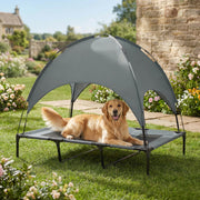 Elevated Dog Bed with Canopy - XL Grey 48" x 36" Raised Cot-Dogs-DECOROLALA