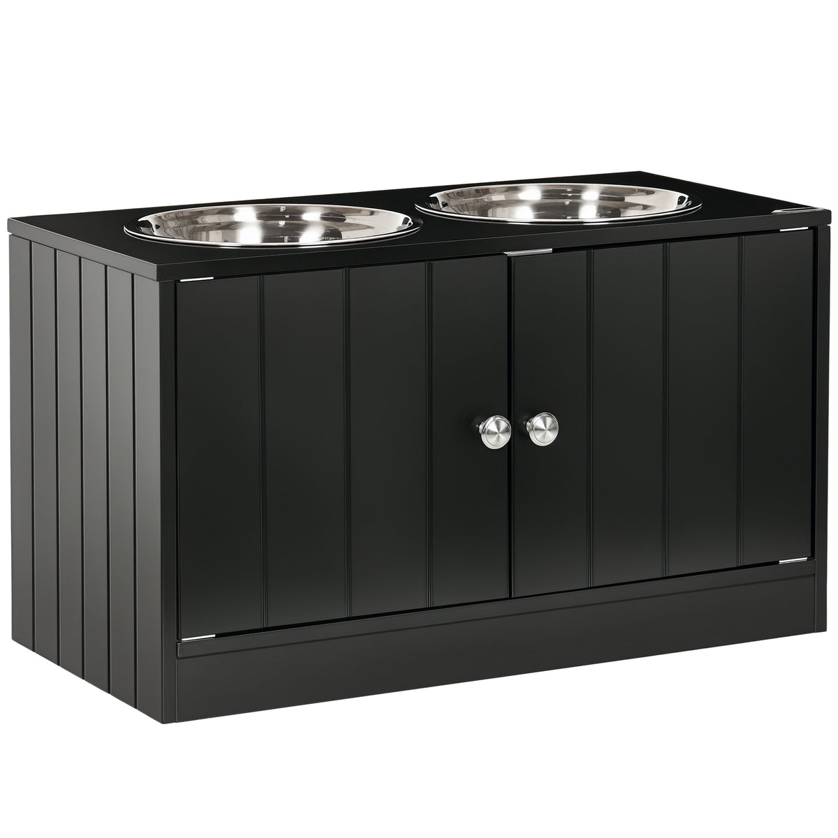 Elevated Dog Feeding Station with Storage - Large Black 23.6"-Dogs-DECOROLALA