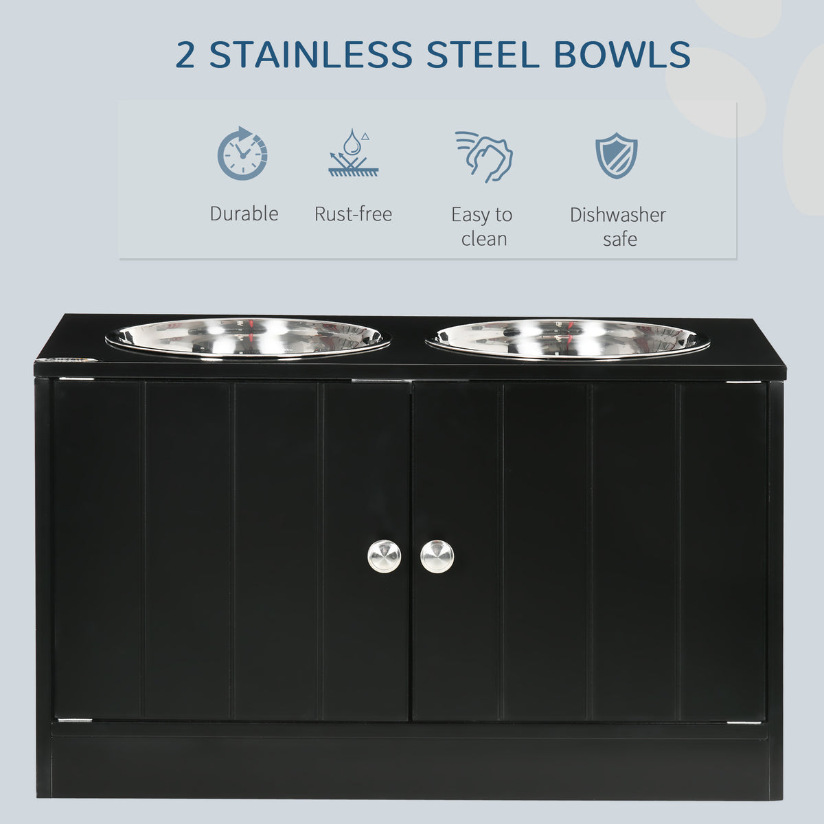 Elevated Dog Feeding Station with Storage - Large Black 23.6"-Dogs-DECOROLALA