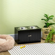 Elevated Dog Feeding Station with Storage - Large Black 23.6"-Dogs-DECOROLALA