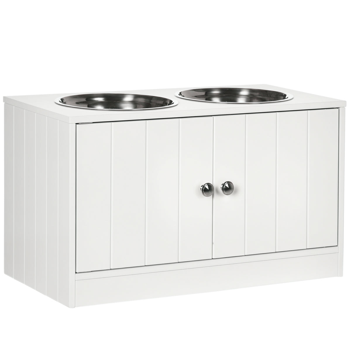 Elevated Dog Feeding Station with Storage - White 23.6" x 14"-Dogs-DECOROLALA