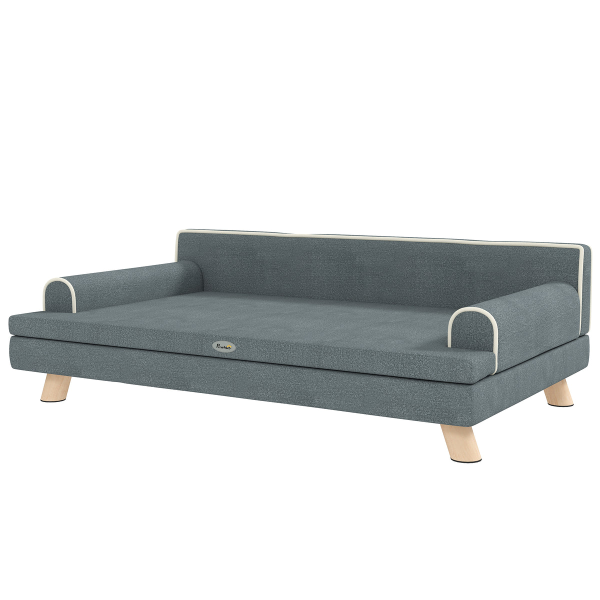 Elevated Dog Sofa Bed - Dark Grey Chenille with Wooden Legs-Dogs-DECOROLALA