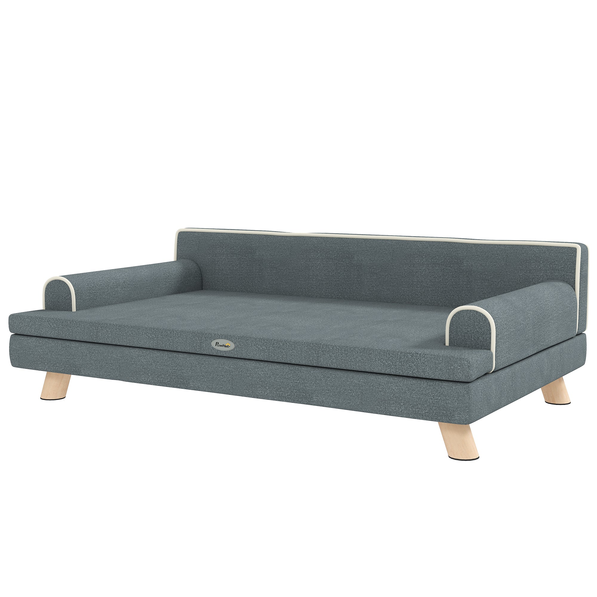 Elevated Dog Sofa Bed - Dark Grey Chenille with Wooden Legs-Dogs-DECOROLALA