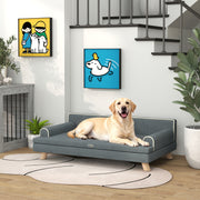 Elevated Dog Sofa Bed - Dark Grey Chenille with Wooden Legs-Dogs-DECOROLALA