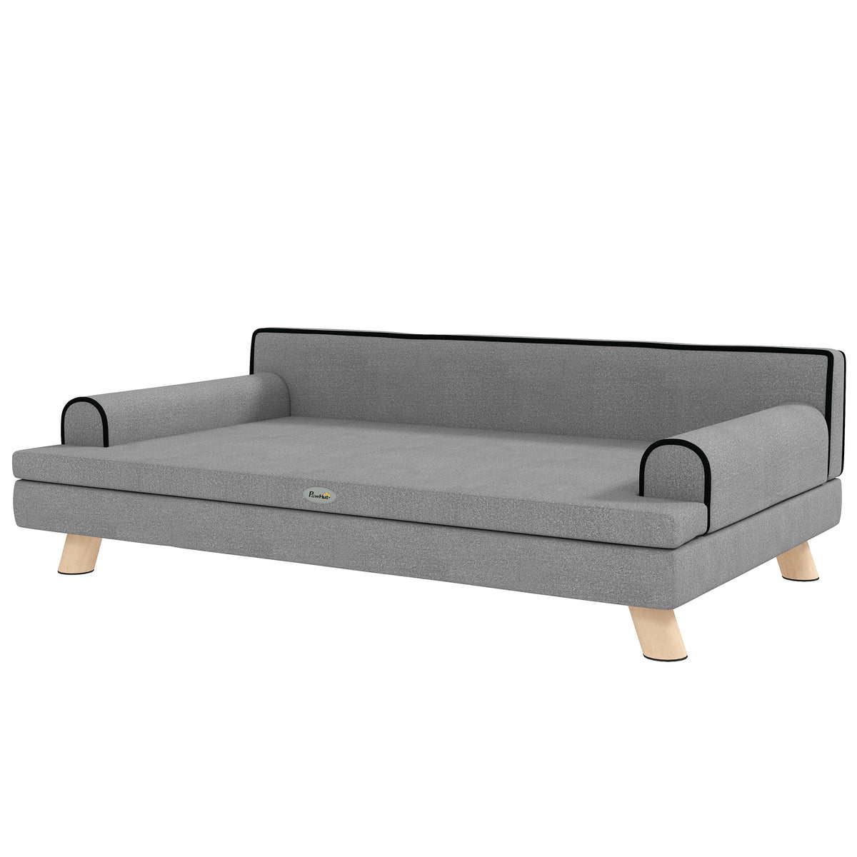 Elevated Dog Sofa Bed - Light Grey Chenille with Wooden Legs-Dogs-DECOROLALA