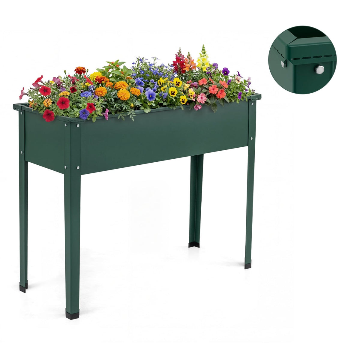 Elevated Metal Raised Garden Bed with Legs and Drainage Holes-Green-Raised Garden Beds-DECOROLALA