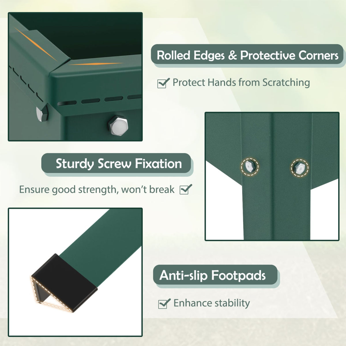 Elevated Metal Raised Garden Bed with Legs and Drainage Holes-Green-Raised Garden Beds-DECOROLALA