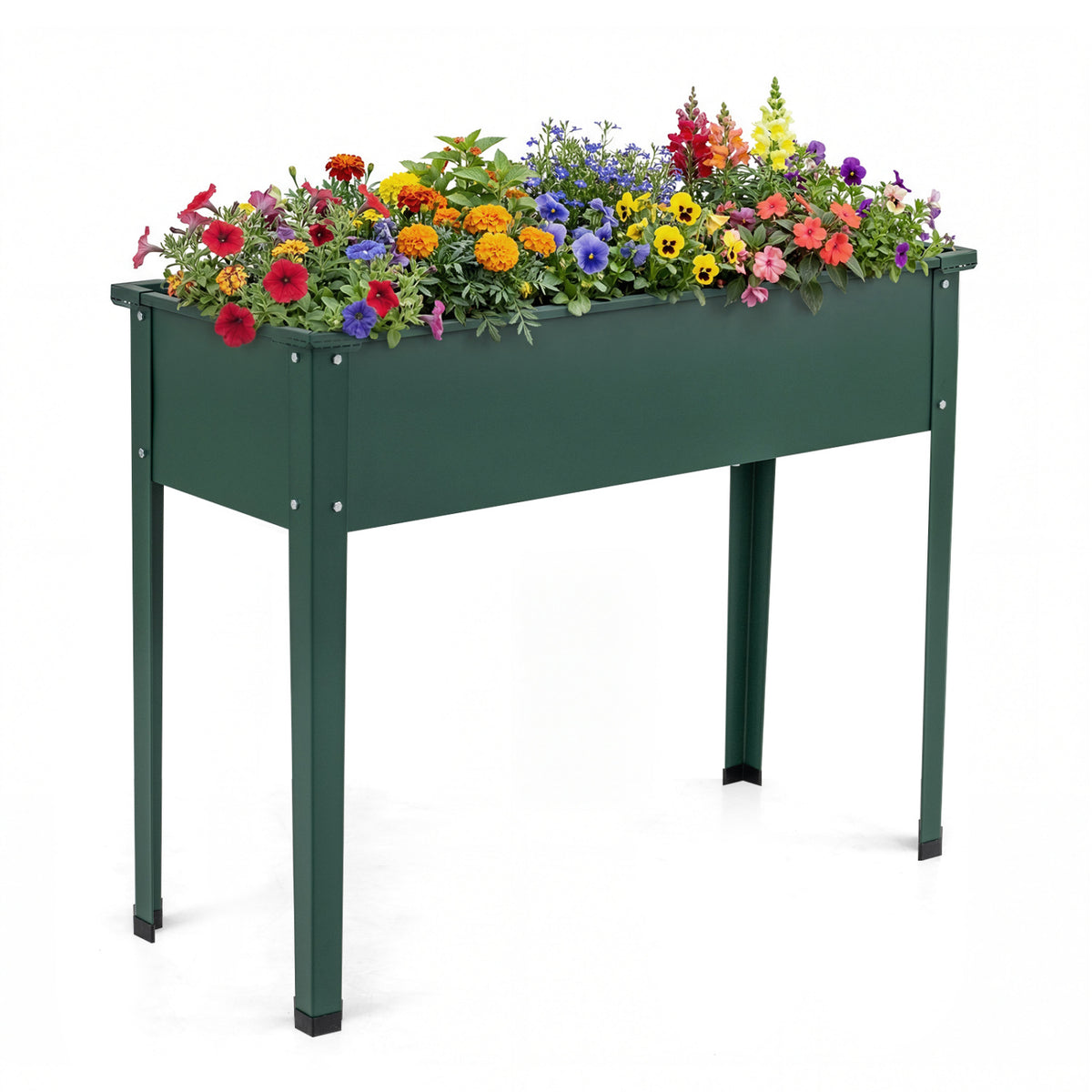 Elevated Metal Raised Garden Bed with Legs and Drainage Holes-Green-Raised Garden Beds-DECOROLALA