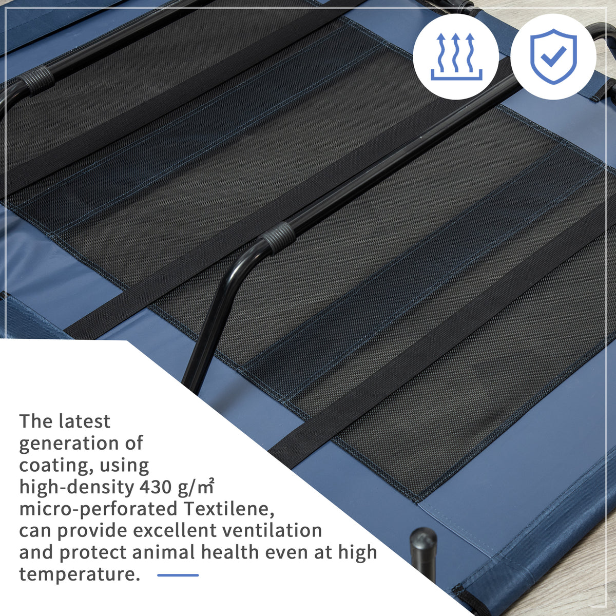 Elevated Pet Bed with Carrying Bag - Dark Blue 48" x 36"-Dogs-DECOROLALA