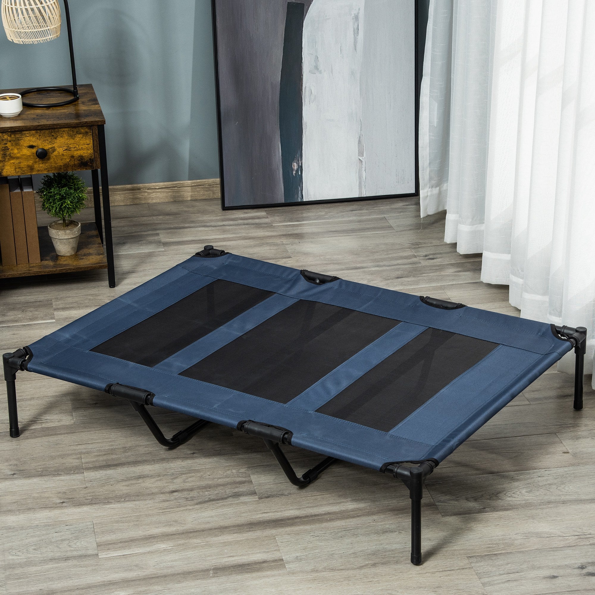 Elevated Pet Bed with Carrying Bag - Dark Blue 48" x 36"-Dogs-DECOROLALA