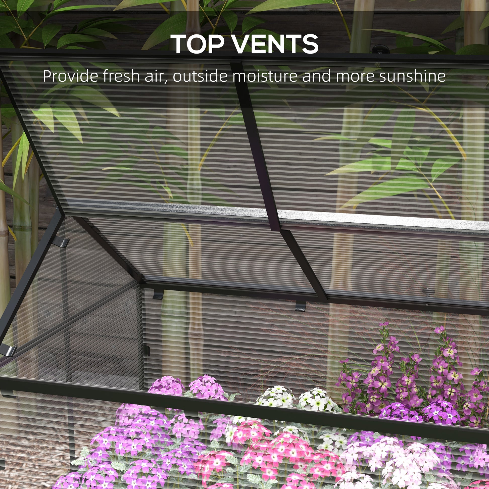 Elevated Planter Box with Greenhouse - Distressed Grey-DECOROLALA