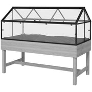 Elevated Planter Box with Greenhouse - Distressed Grey-DECOROLALA