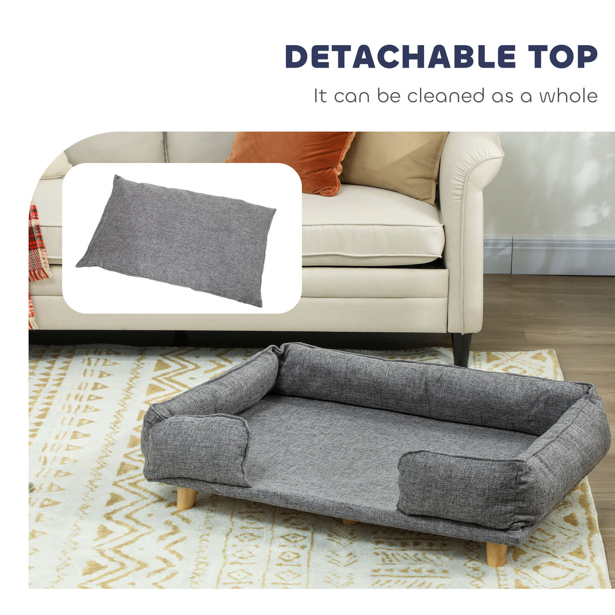 Elevated Washable Dog Sofa - Dark Grey Large Pet Couch-Dogs-DECOROLALA