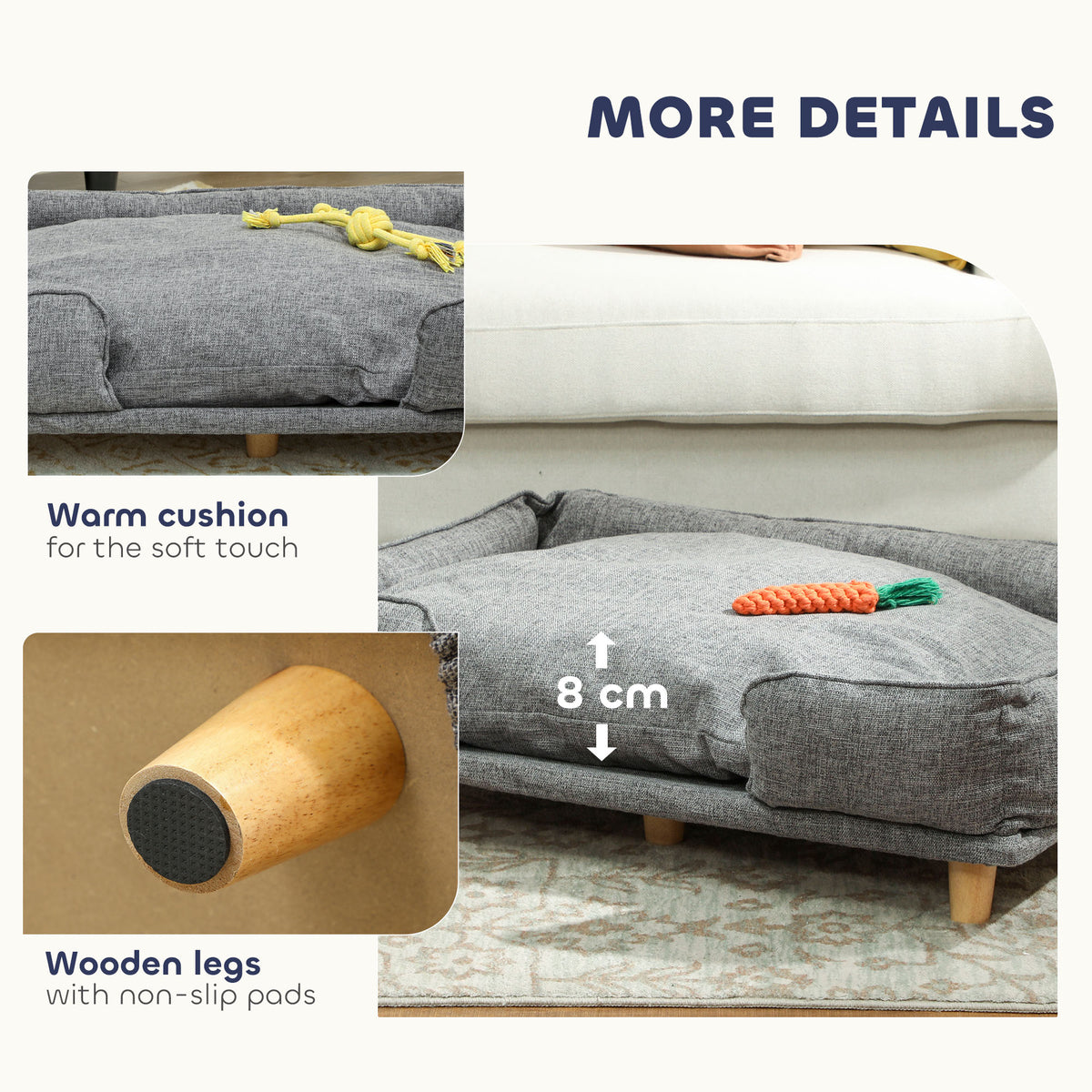 Elevated Washable Dog Sofa - Dark Grey Large Pet Couch-Dogs-DECOROLALA