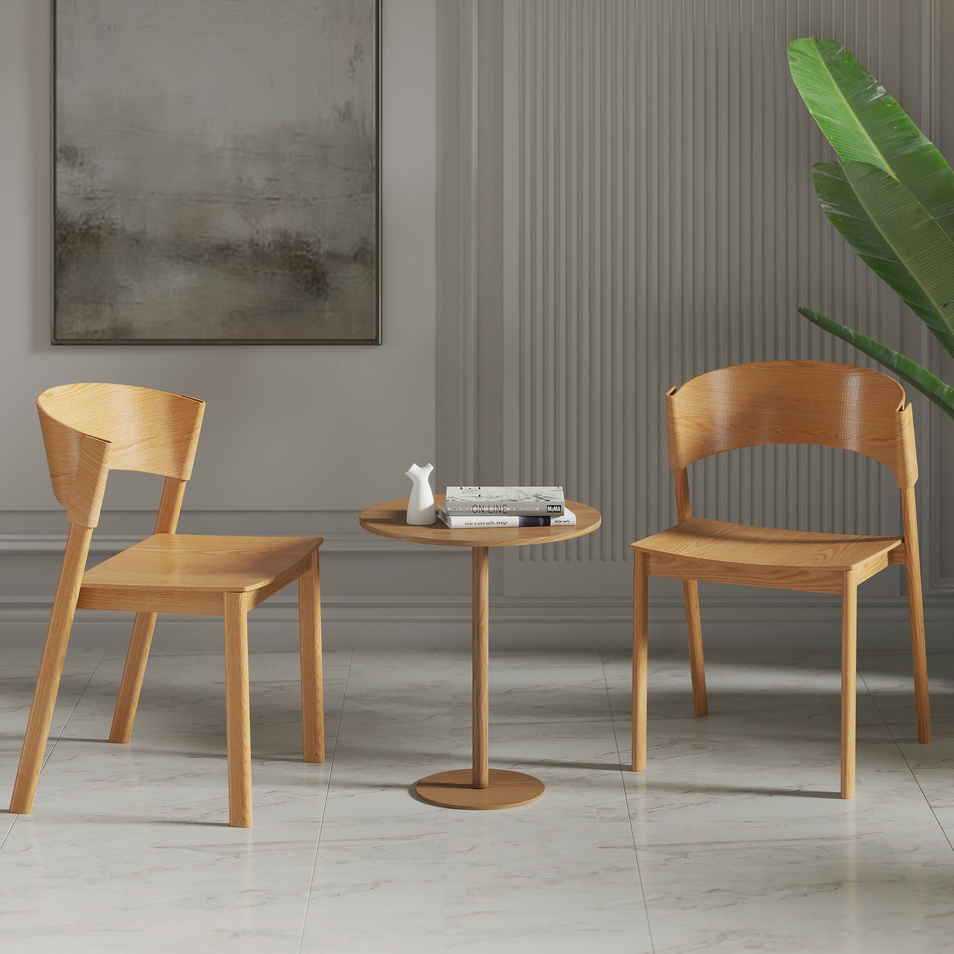 Elias Mid-Century Modern Dining Chair - Natural Oak Veneer-DECOROLALA