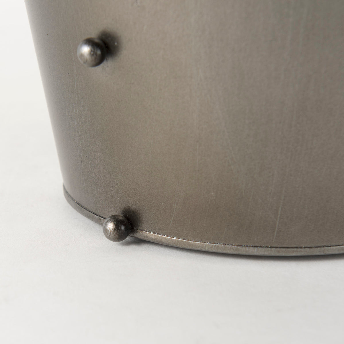Elio 12.2H Large Gun Metal Gray Metal W/Studs Vase-Vase-DECOROLALA
