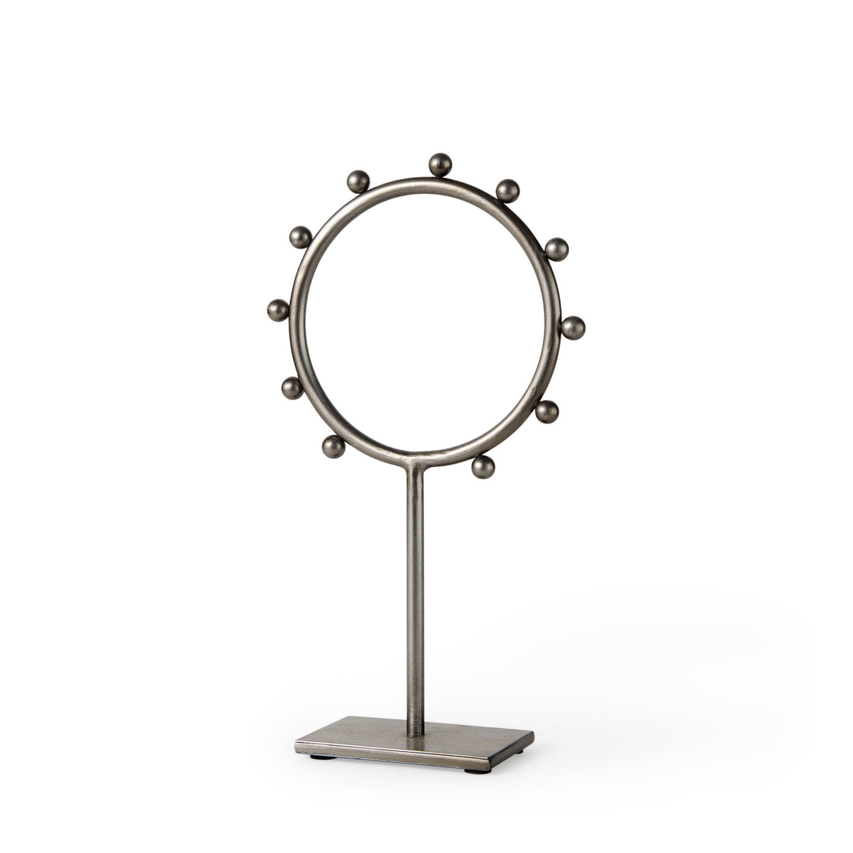 Elio Small Studded Hoop Object - Gunmetal Gray Metal-Decorative Objects-DECOROLALA
