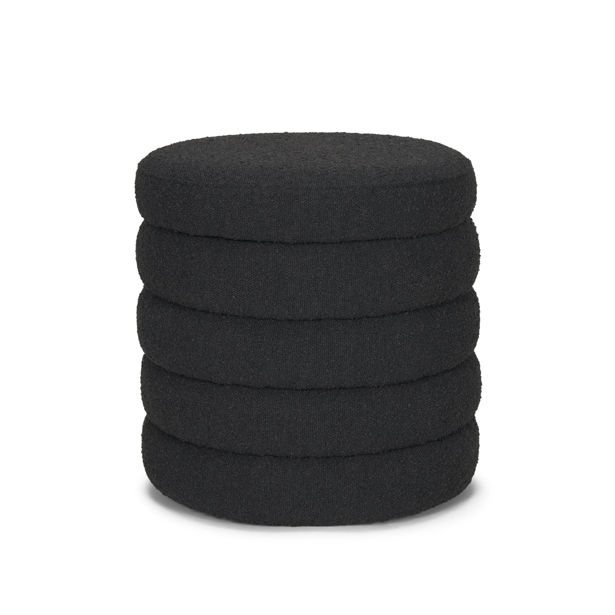 Elise Black Boucle Upholstered Storage Ottoman-Stools & Ottomans-DECOROLALA