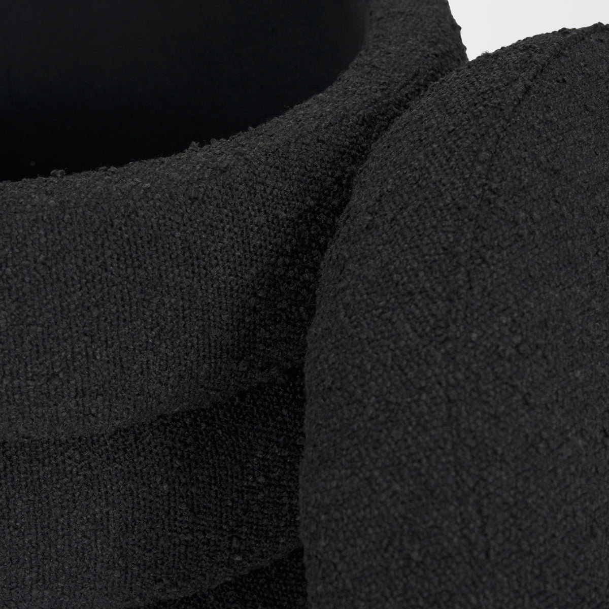 Elise Black Boucle Upholstered Storage Ottoman-Stools & Ottomans-DECOROLALA