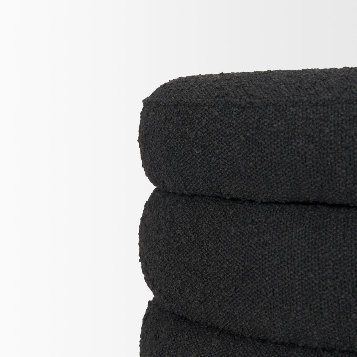 Elise Black Boucle Upholstered Storage Ottoman-Stools & Ottomans-DECOROLALA