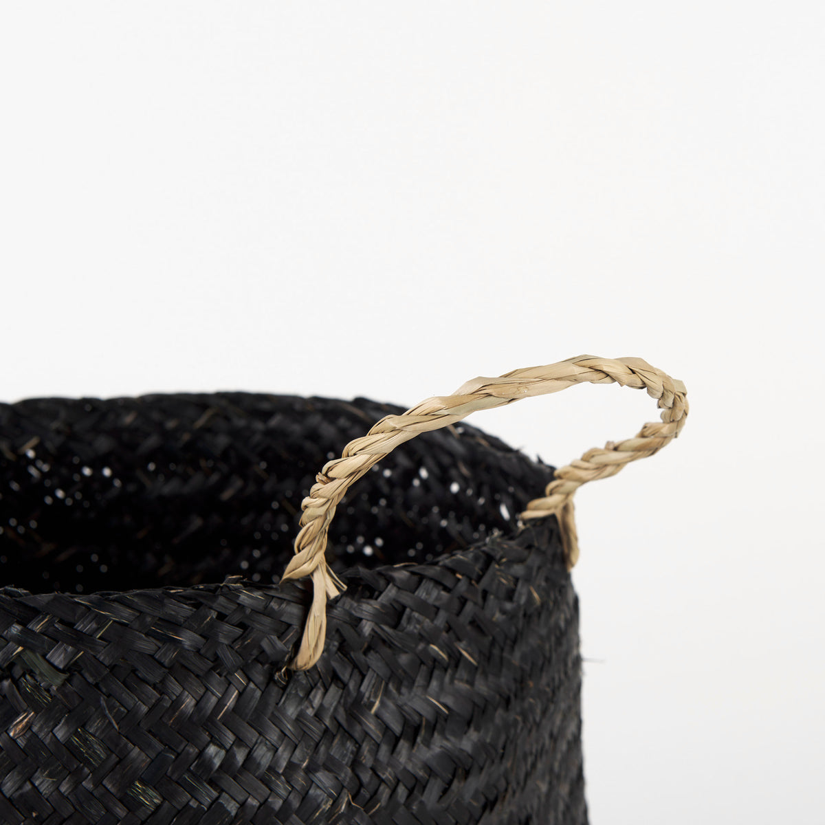 Ella Seagrass Baskets - Black Set of 3-Decorative Baskets-DECOROLALA