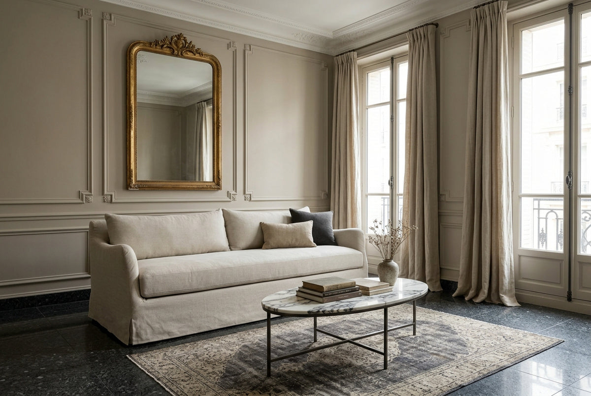 Ellington Slipcovered Slope Arm Sofa | 3 Seater | Fabric-Sofa & Sectionals-DECOROLALA